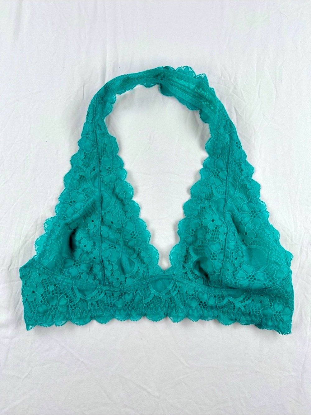 Intimately by Free People Lace Halter Bralette in Teal